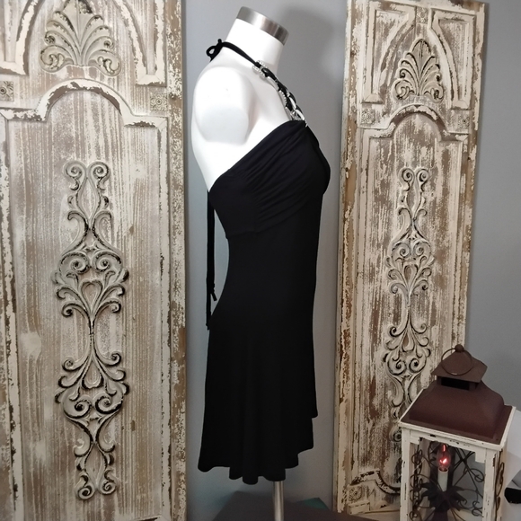 Vintage Love & Love Little Black Mini Dress with Jeweled Halter Small - Picture 9 of 10